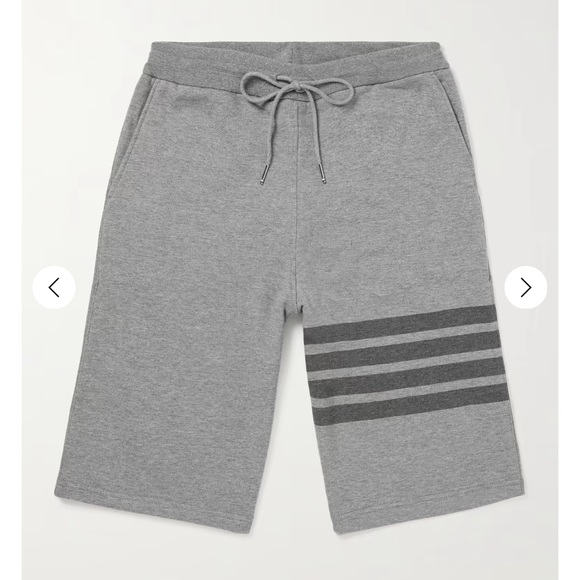 THOM BROWNE MEDIUM GREY COTTON LOOPBACK TONAL 4-BAR SWEAT SHORTS - Picture 3 of 16